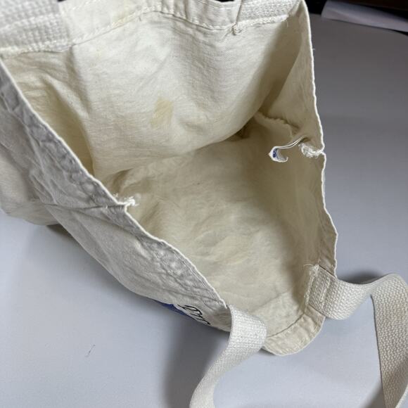 Vintage 90s Sea life Fish Ocean Eco Friendly Printed Canvas Tote Bag - Cream OS - Picture 5 of 10